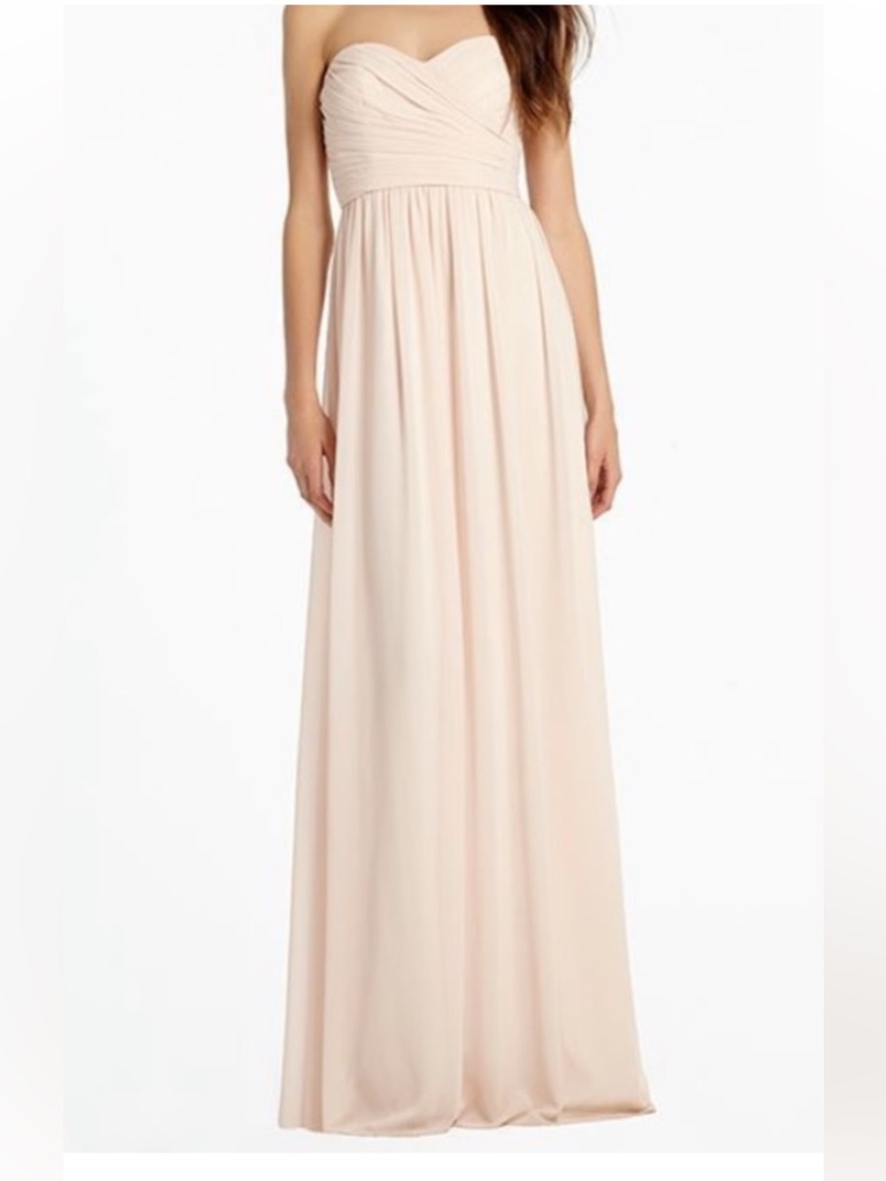 Monique Lhuillier Soft Blush Pink Chiffon Gown size 4 bride made prom formal